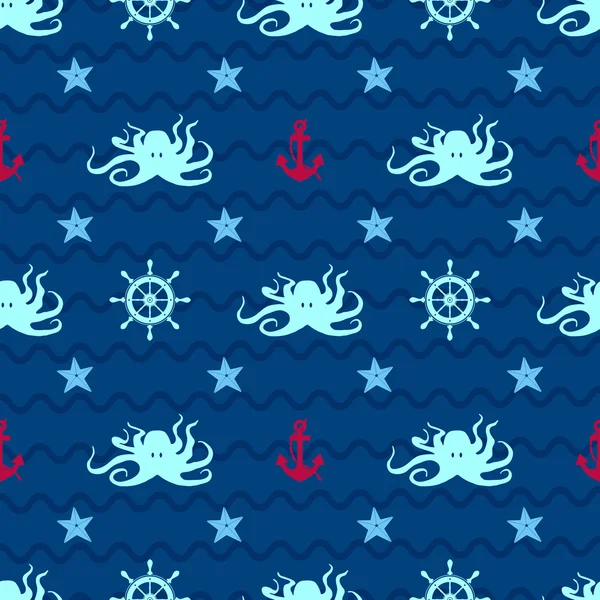 Seamless marine pattern — Stock Vector