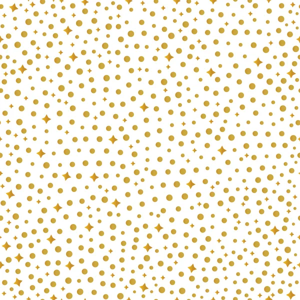 Dots and gold stars seamless — Stock Vector