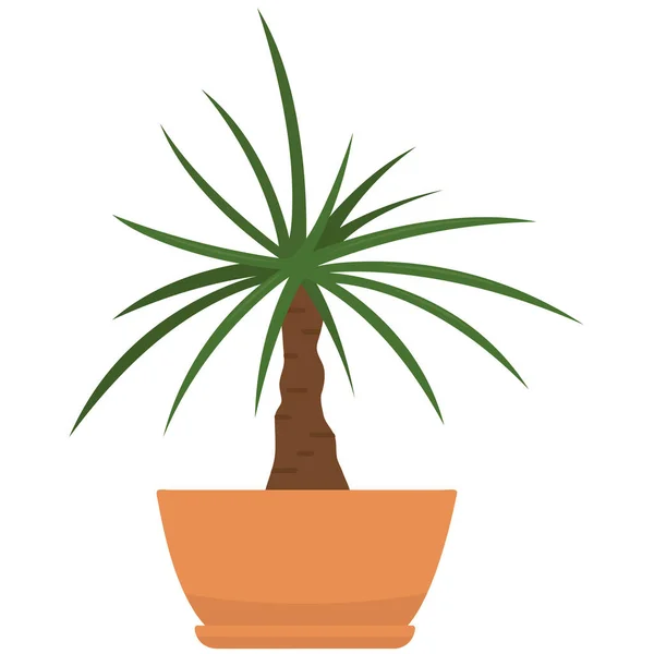 Bonito desenho animado planta em casa em vaso de barro. Ilustração vetorial — Vetor de Stock