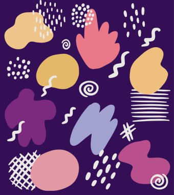 Yüzey, illüstrasyon ve dekorasyon için elle çizilmiş vektör elementlerini özetler