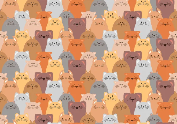 Разные милые кошки. Мультфильм вектор бесшовные обои Стоковая Иллюстрация
