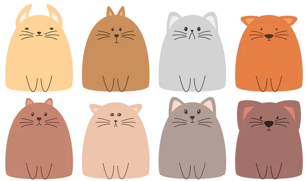 Diseño Gráfico Colorido Los Gatos Colección Gatos Diferentes Colores — Archivo Imágenes Vectoriales