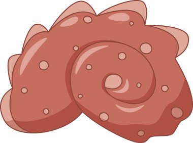 Benekli ve midyeli dönen karikatür deniz kabuğu..