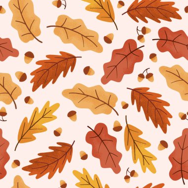 Meşe yaprağı meşe palamudu dikişsiz arkaplan.