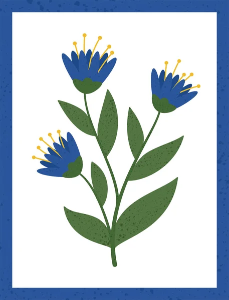 Postcard with wild cornflowers in flat slyle — стоковый вектор