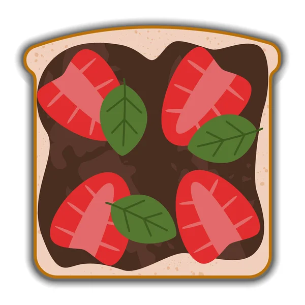 Полуничний і шоколадний бутерброд з тіні — стоковий вектор