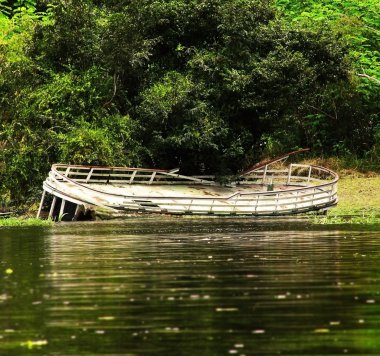 Terk edilmiş Amazon gemi enkazı Brasilia.