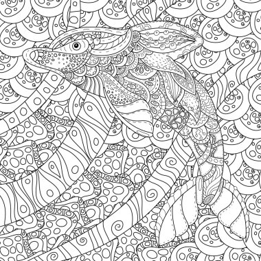 Zentangle yunus stilize. Yetişkin anti stres boyama sayfası