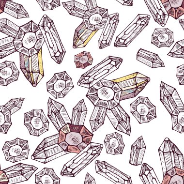 boho kristalleri sorunsuz tekrarlanabilir desen. Vektör arka planı