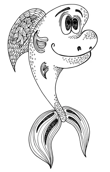 Poisson stylisé Zentangle. adulte anti stress Coloriage — Image vectorielle