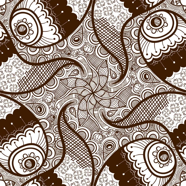 Vintage vector seamless pattern in mehndi style — Stock Vector