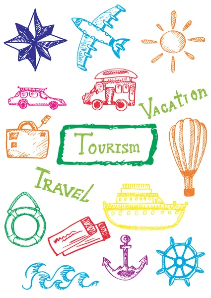 Garabatos conjunto de turismo — Vector de stock