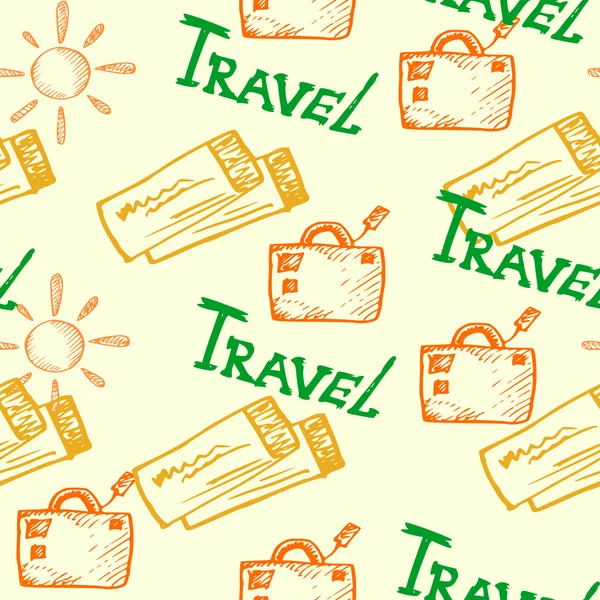 Travel doodles seamless pattern — Stock Vector