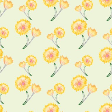 Sulu Boya Dikişsiz çiçek deseni