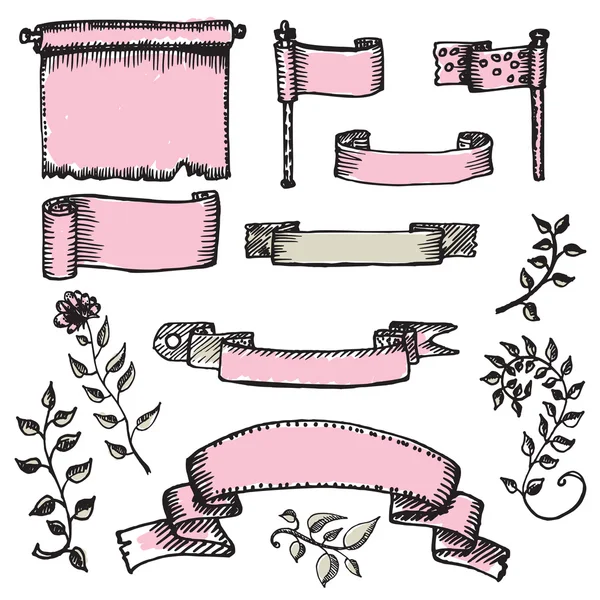Doodles Banner mit floralen Ornamenten — Stockvektor