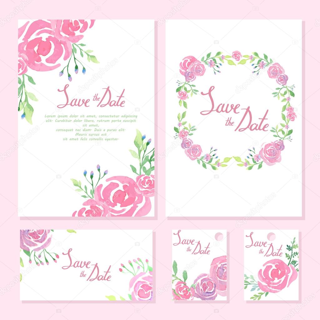 Wedding design collection. Invitation cards. watercolor design. 