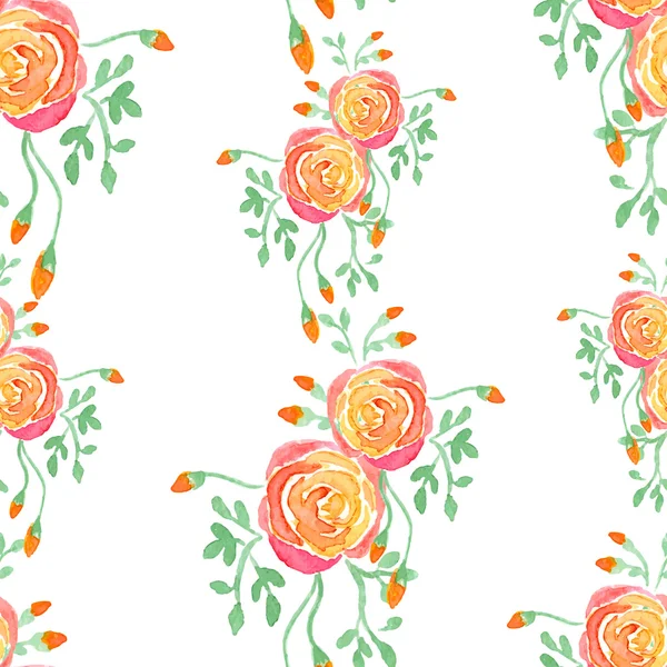 Watercolor seamless flowers pattern. — Stock Vector