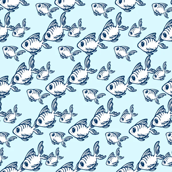 Ψάρια doodles ελαστικό χέρι συντάσσονται μοτίβο — Διανυσματικό Αρχείο