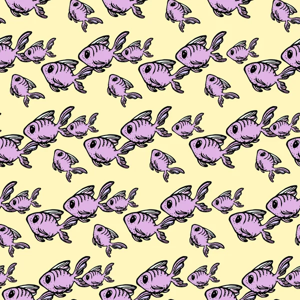 Ψάρια doodles ελαστικό χέρι συντάσσονται μοτίβο — Διανυσματικό Αρχείο