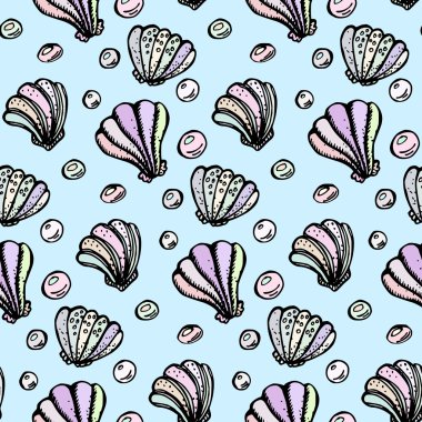 Deniz doodle el çekilmiş seamless modeli