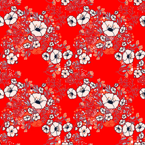 Fleurs abstraites motif sans couture. Fond vectoriel coloré — Image vectorielle