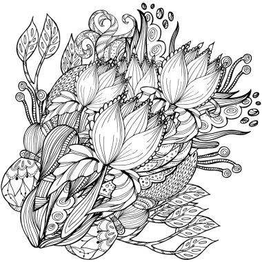 Boyama kitabı için desen. Etnik retro tasarımı