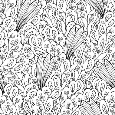 Vector colorless seamless pattern. Ethnic retro design