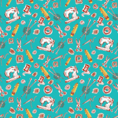 Doodle tarzı dikiş malzemeleri ile Seamless Modeli