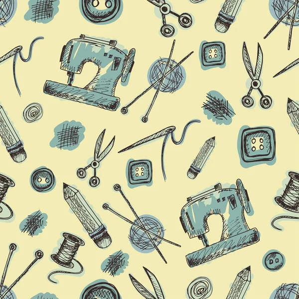 Vzor bezešvé šití zásoby ve stylu doodle — Stockový vektor