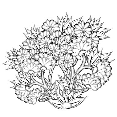 Boyama kitabı soyut çiçekli desen