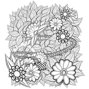 Boyama kitabı soyut çiçekli desen