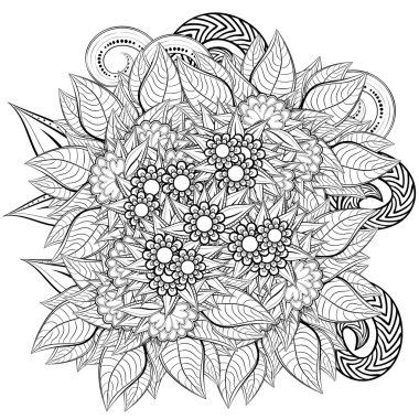 Boyama kitabı soyut çiçekli desen