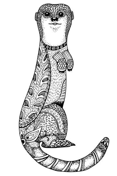 Hand drawn illustration of ground squirrel in zentangle style — ストックベクタ