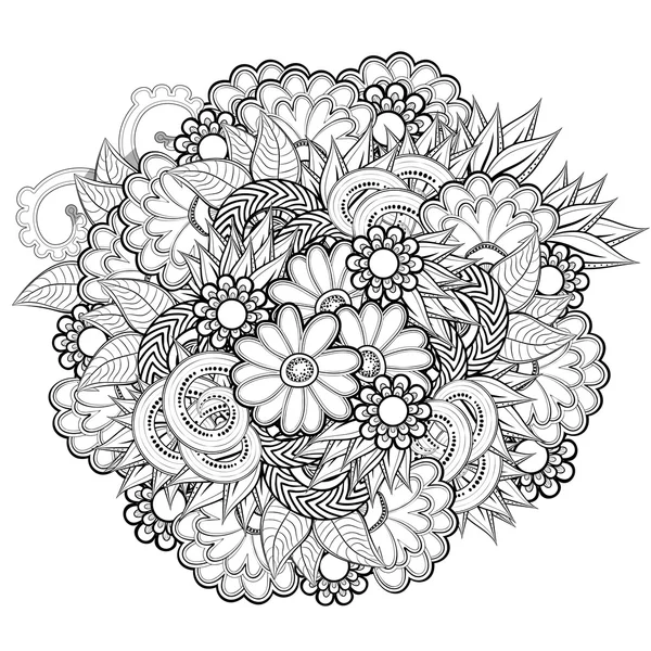 抽象的な花の塗り絵のパターン — ストックベクタ