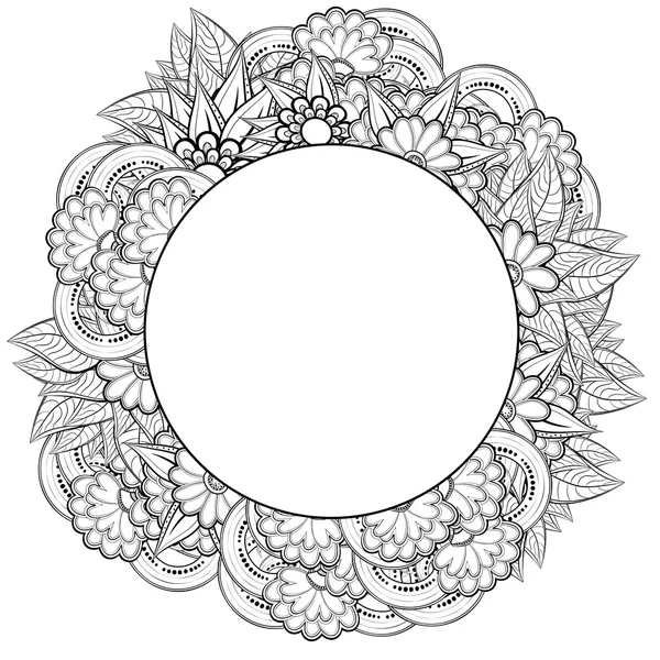 Cadre floral. Design ethnique rétro — Image vectorielle