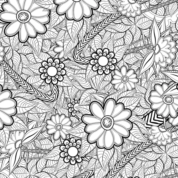 Modèle pour Coloriage livre avec des fleurs abstraites — Image vectorielle