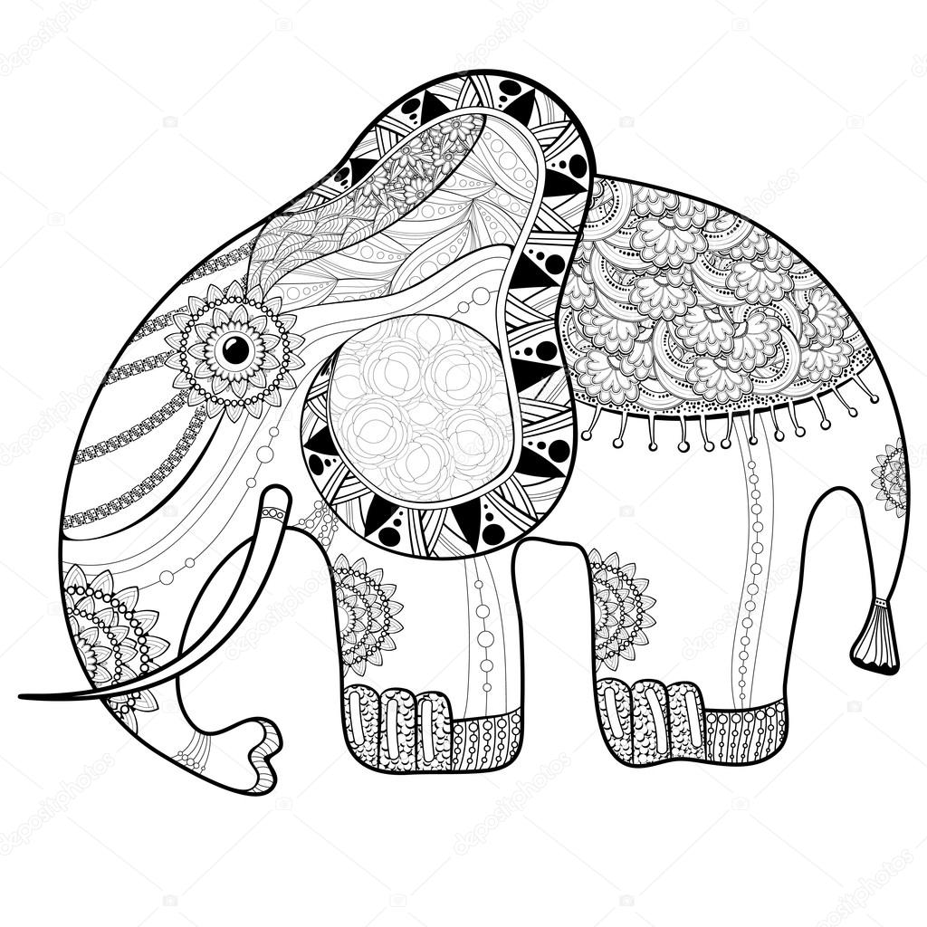 Boek Kleurplaat Voor Volwassenen Olifant Stockvector Lexver