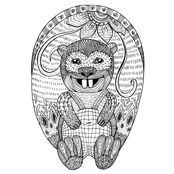 Zentangle stylized beaver. adult anti stress Coloring Page — Stockvector