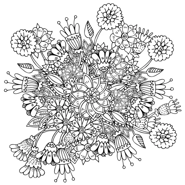 Vzor pro omalovánky s abstraktní květy — Stockový vektor