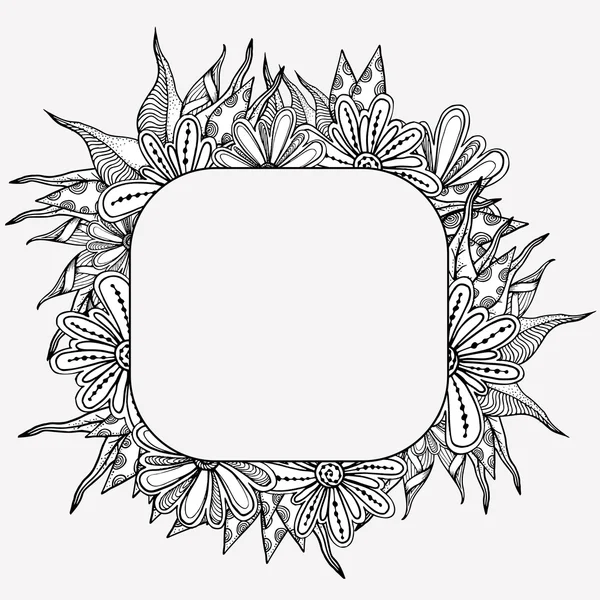 Cadre floral. Design ethnique rétro — Image vectorielle