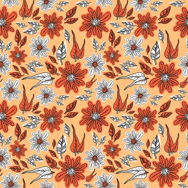 Flores abstractas patrón sin costura. Fondo de vector colorido — Vector de stock