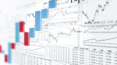Çubuk grafikler finans. Piyasa analiz. Business analytics arka plan. Kırmızı ve mavi