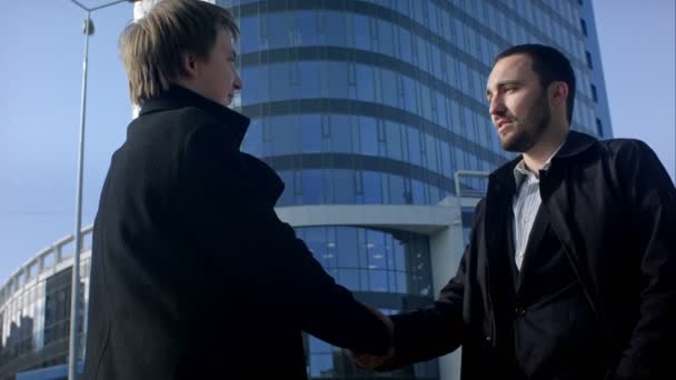 Two business professionals having a meeting outside — Stock Video