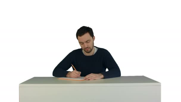 Students with book listening during a lecture  on white background isolated — Stock Video