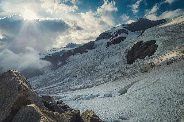 Coucher de soleil dans les Alpes italiennes, Monte Rosa — Photo