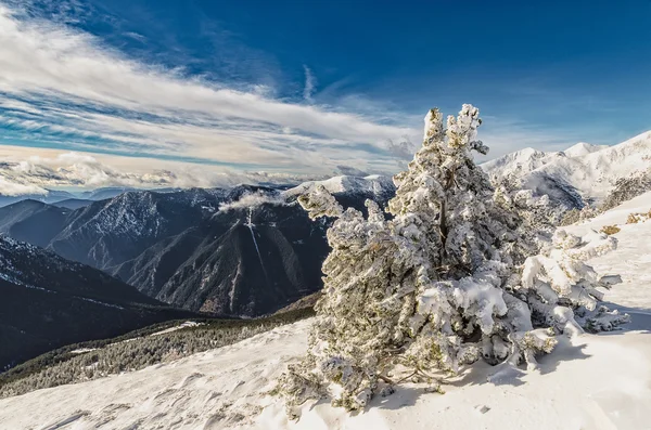 Peisaj de iarnă cu zăpadă în munți, Andorra, Valnord — Fotografie, imagine de stoc