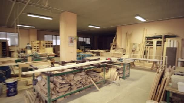 Industrial wood workshop — Stock Video
