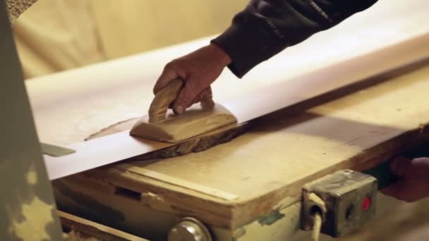 Sanding wood Carpenter — Stock Video