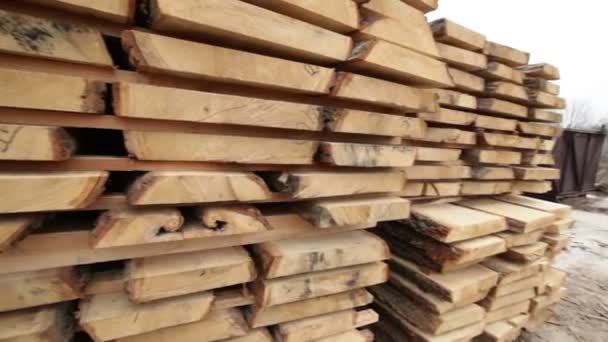 Holzlagerhaus Holz — Stockvideo