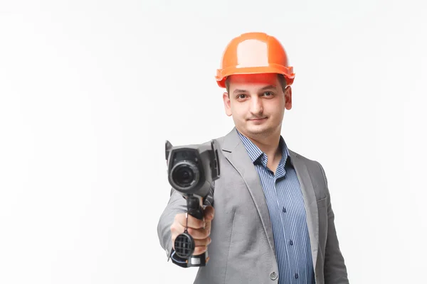 Working with the thermal imager in hands of — Stock Photo, Image
